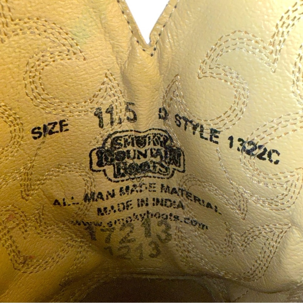 Smoky Mountain Boots Western Cowboy Boots Snakeskin Print Brown — Size 11.5 D - Picture 9 of 10